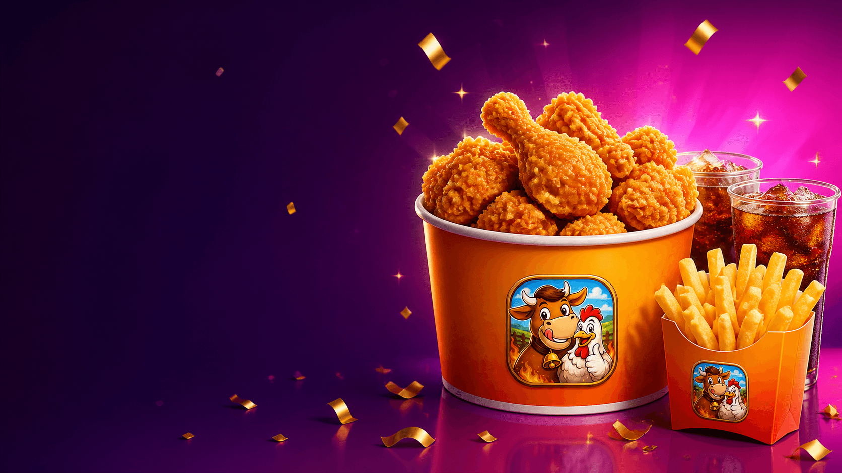 Kimbuldu çıtır tavuk kovası ve patates